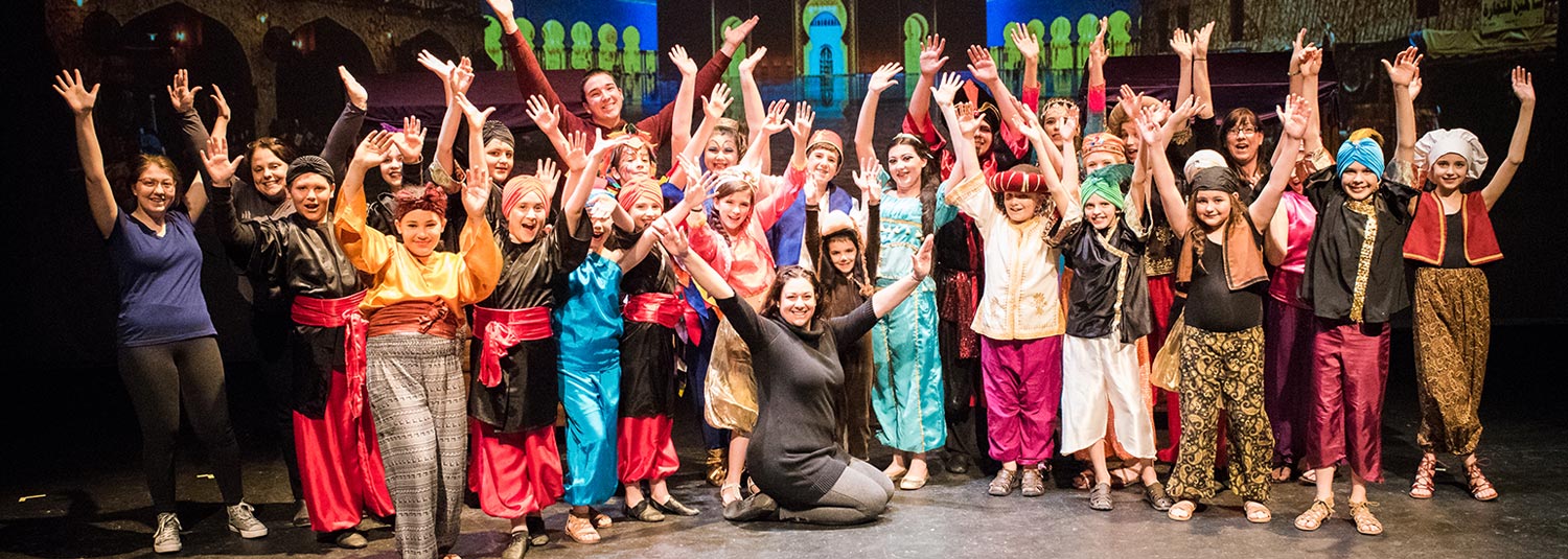 children actors in Aladdin The Musical at Broadway Upstate Children's Performing Arts Center in Hudson Falls, NY